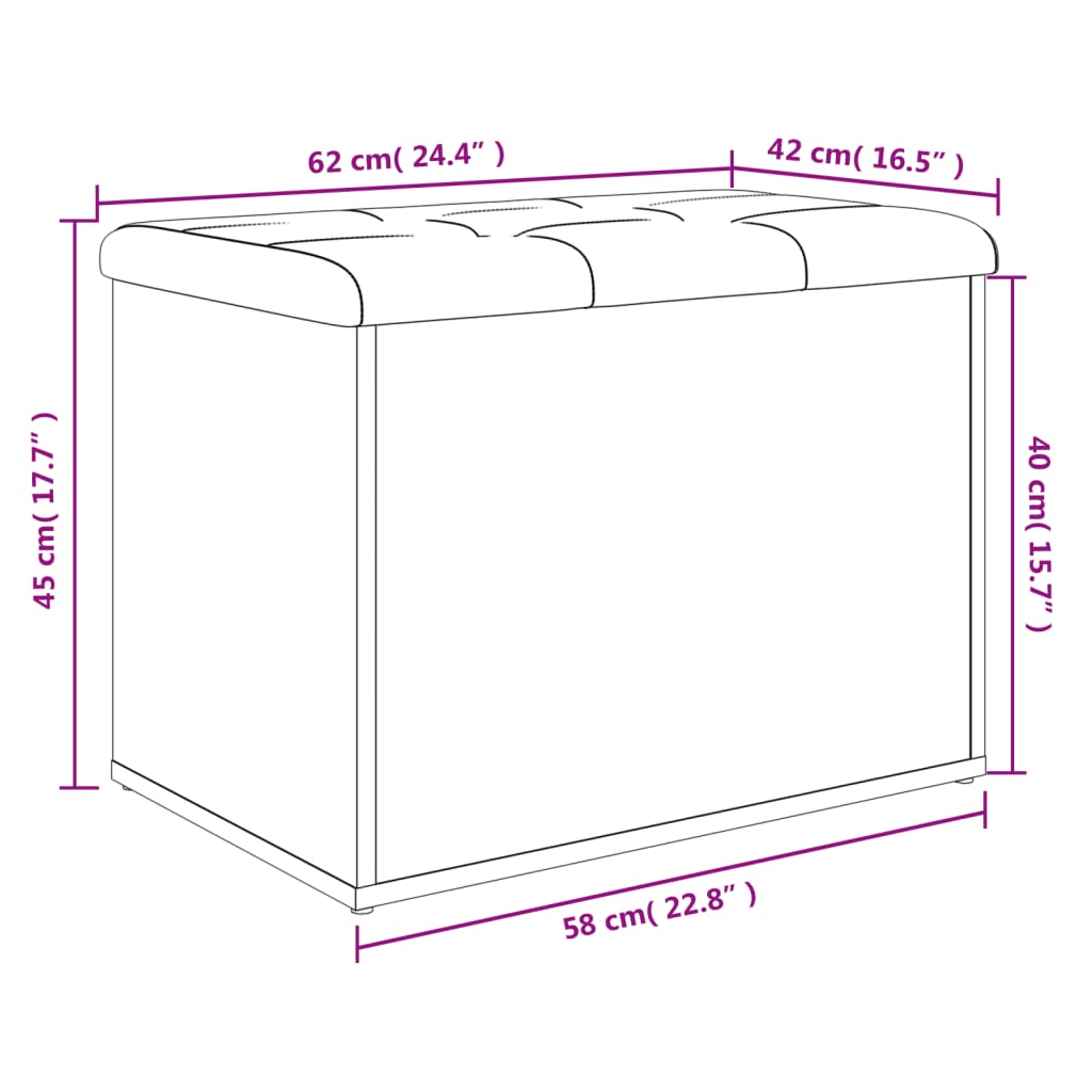 vidaXL Förvaringsbänk betonggrå 62x42x45 cm konstruerat trä