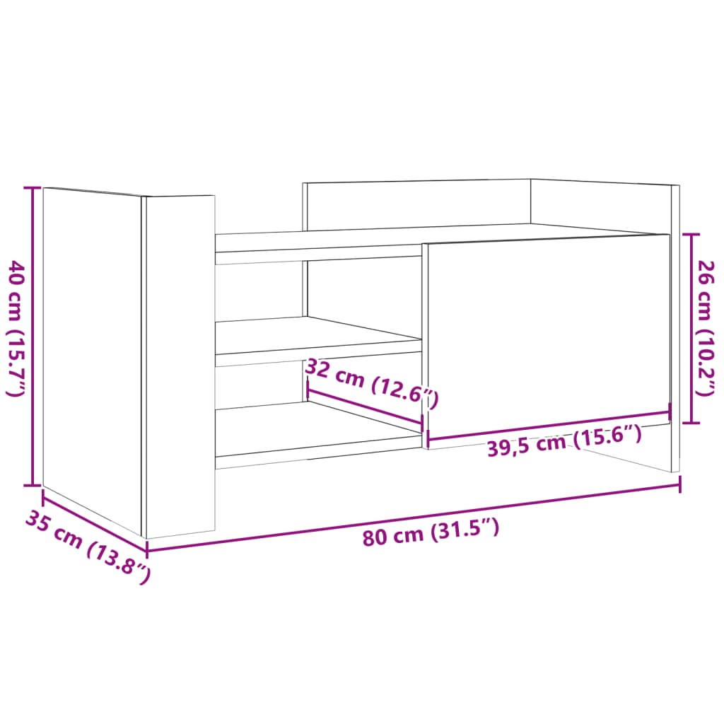 vidaXL Tv-bänk sonoma ek 80x35x40 cm konstruerat trä