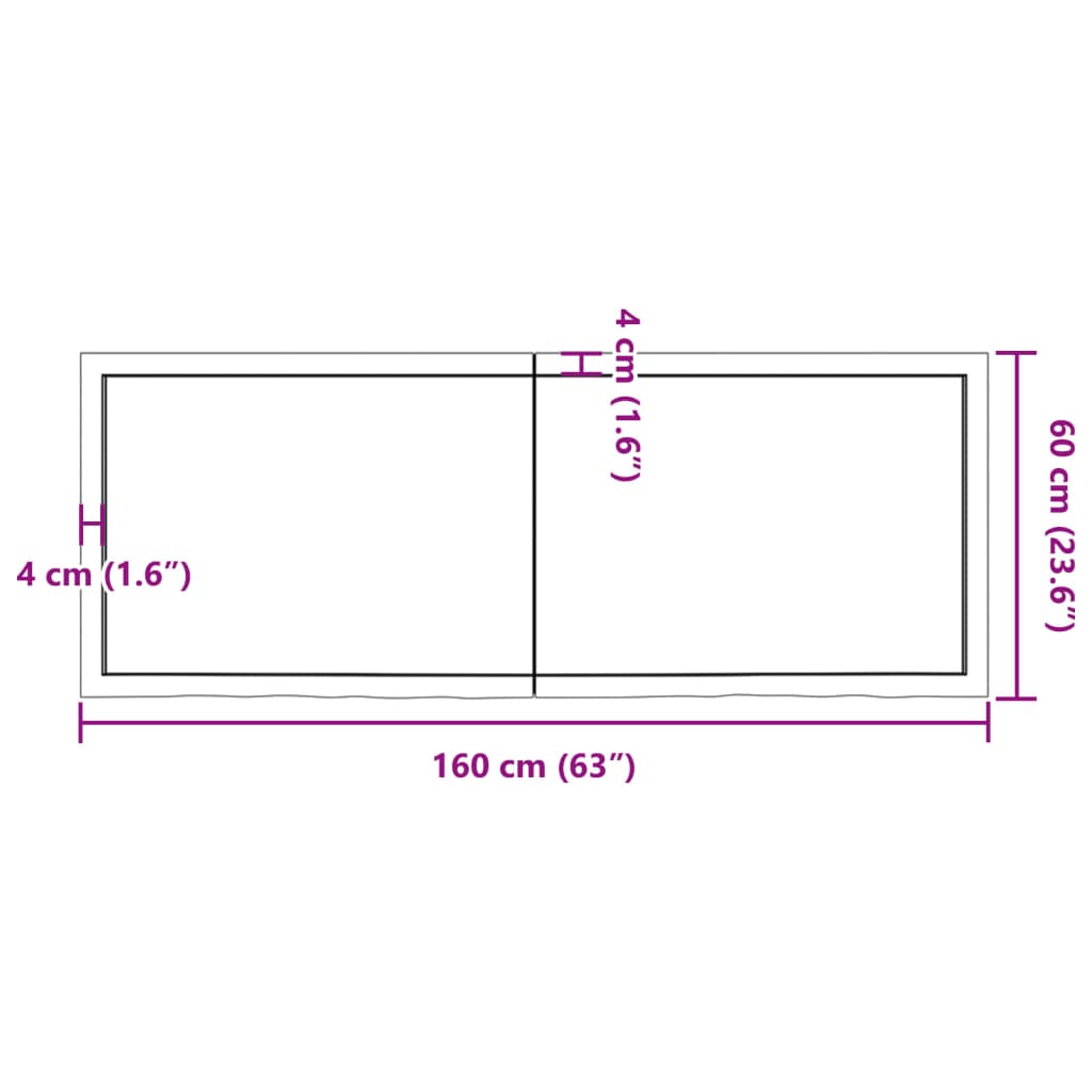 vidaXL Bordsskiva mörkbrun 160x60x(2-6) cm behandlad massiv ek