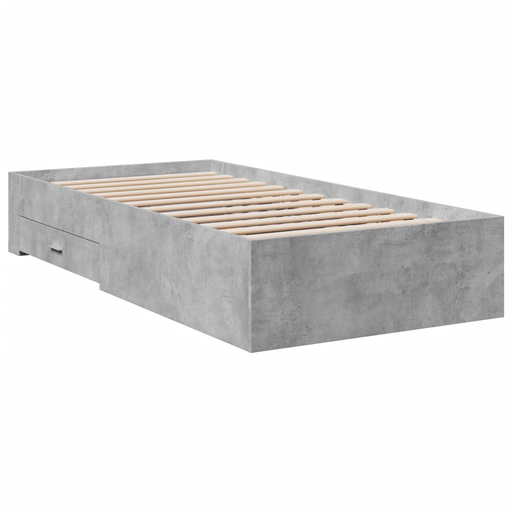 vidaXL Sängram med lådor betonggrå 180x200 cm konstruerat trä