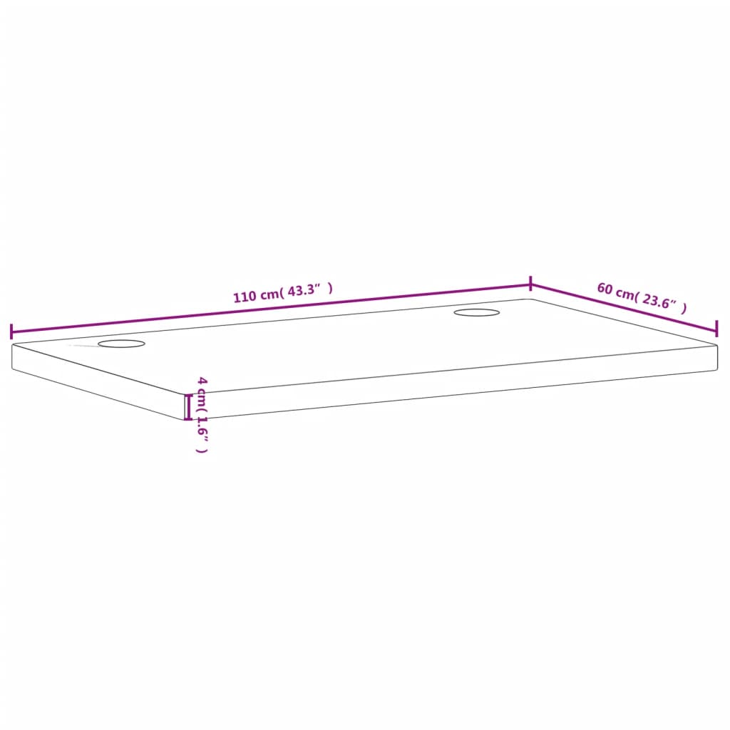 vidaXL Bordsskiva 110x60x4 cm massivt bokträ