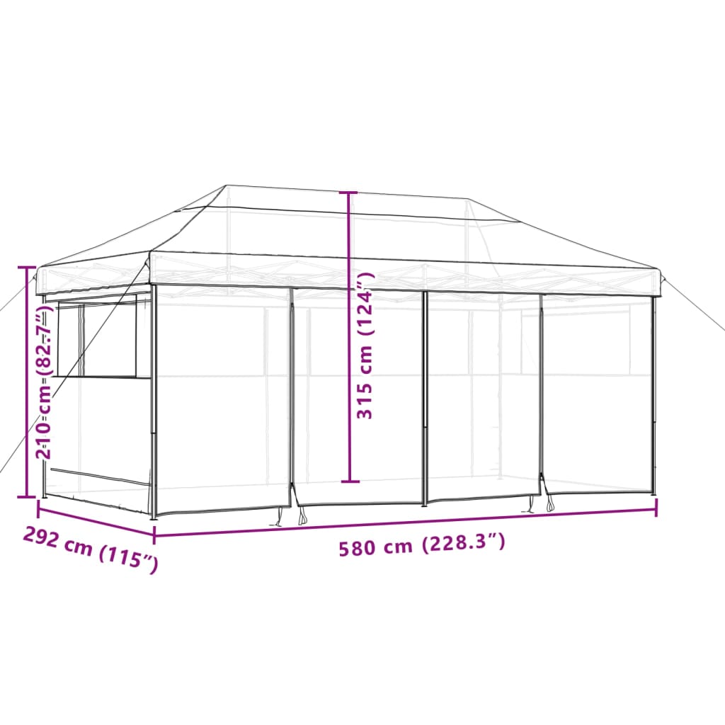 vidaXL Pop-Up hopfällbart partytält med 4 sidoväggar terrakotta