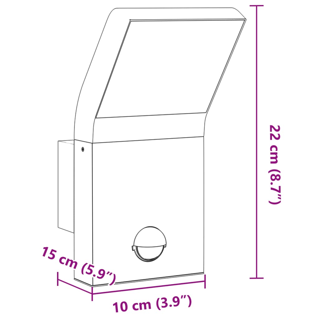 vidaXL Utomhusvägglampa LED med sensor vit gjuten aluminium