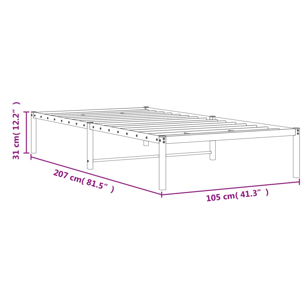 vidaXL Sängram metall svart 100x200 cm