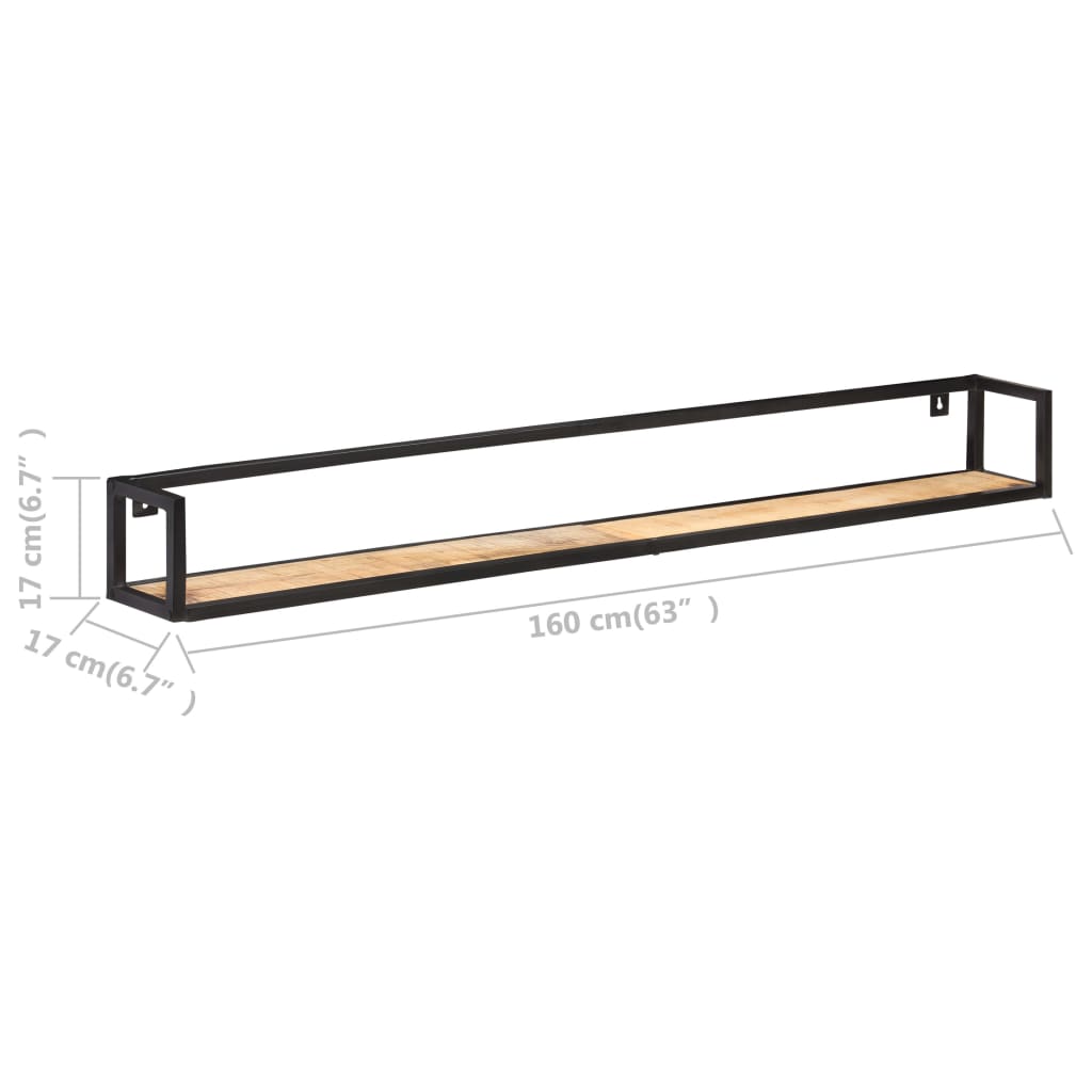 vidaXL Vägghyllor 2 st 160 cm grovt mangoträ