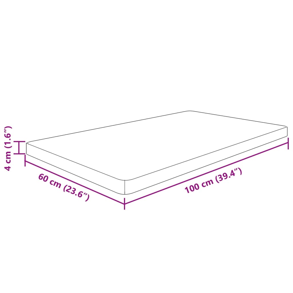 vidaXL Bänkskiva för badrum 100x60x4 cm obehandlat massivt trä