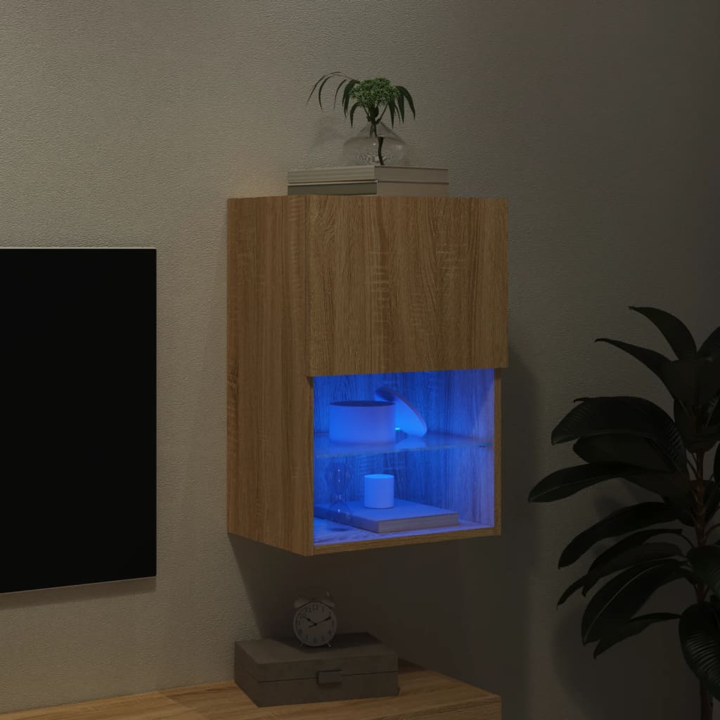 vidaXL Tv-bänk med LED-belysning sonoma-ek 40,5x30x60 cm