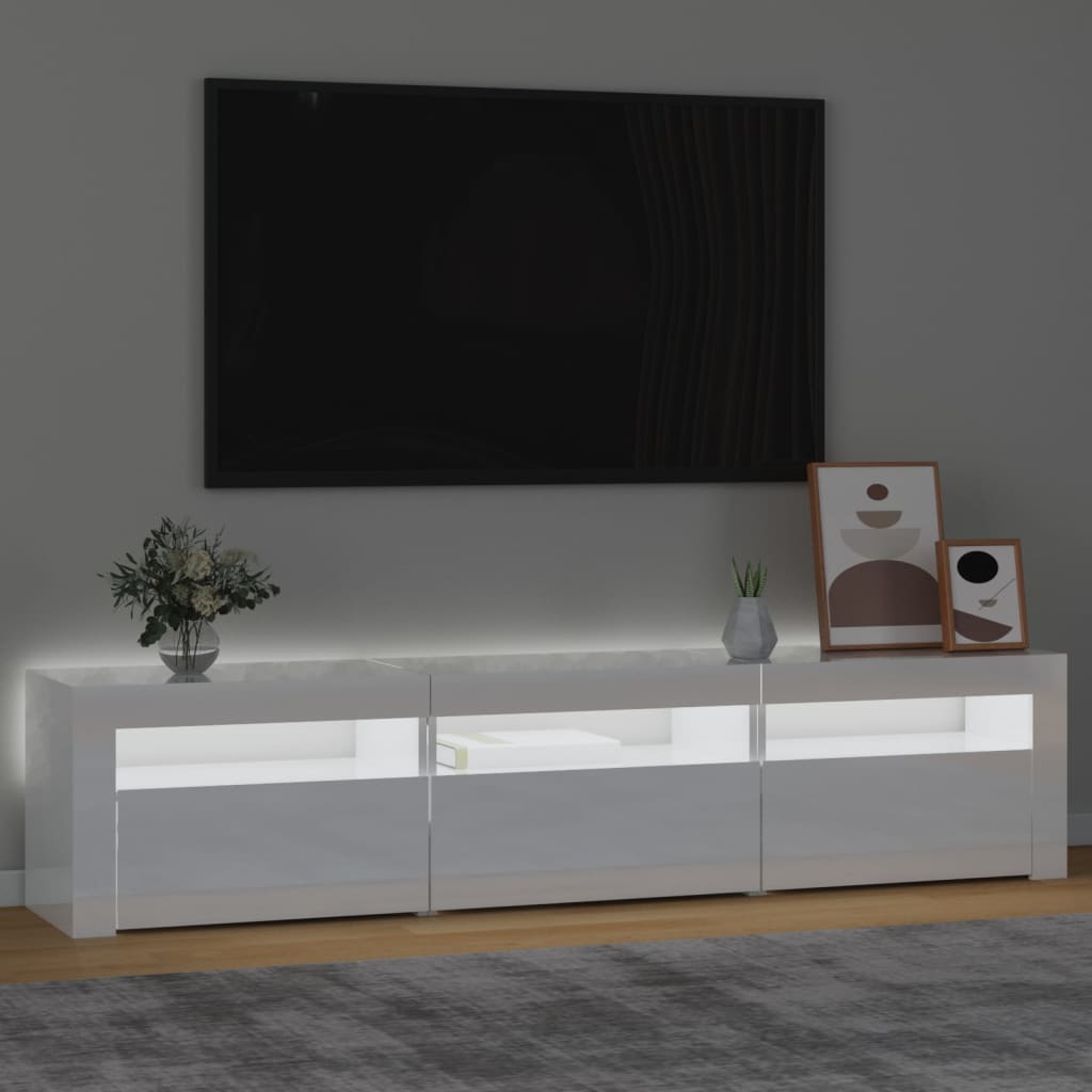 vidaXL Tv-bänk med LED-belysning vit högglans 180x35x40 cm