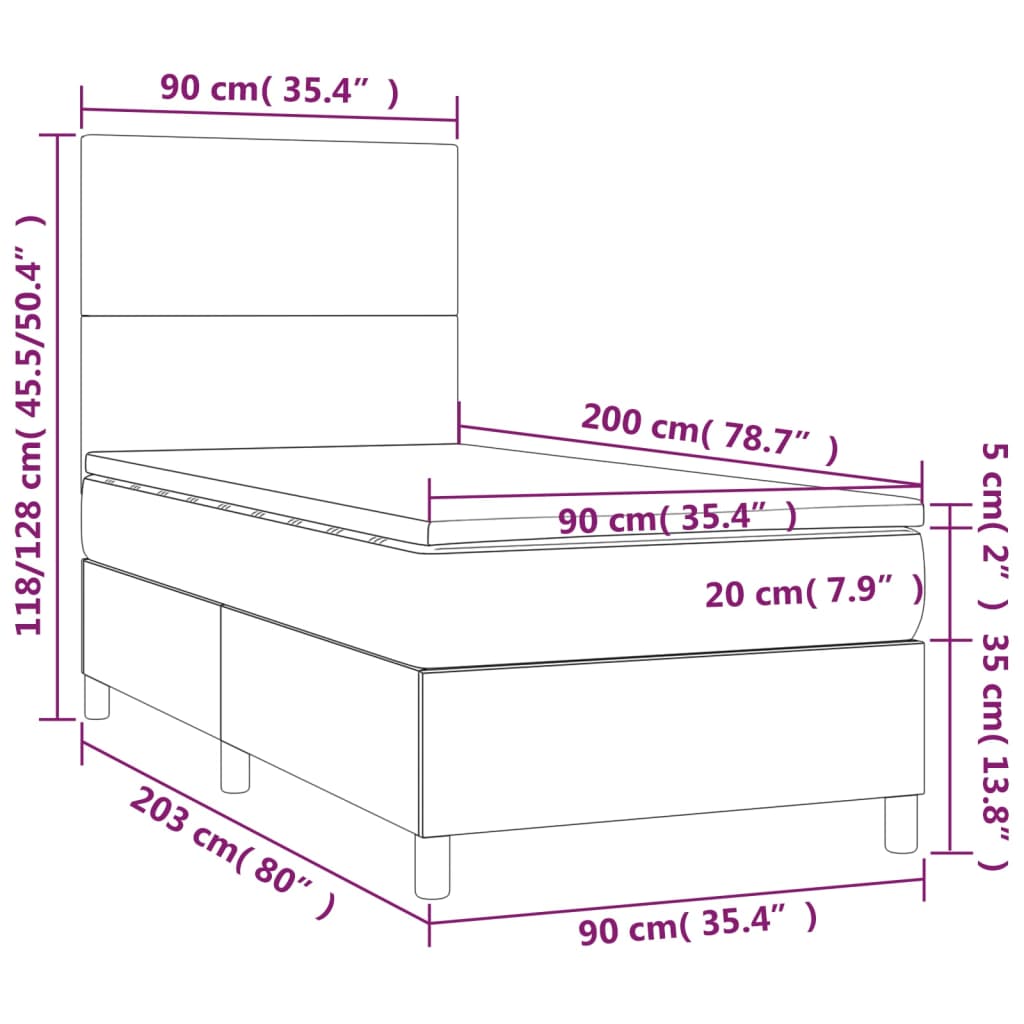 vidaXL Ramsäng med madrass vit 90x200 cm konstläder