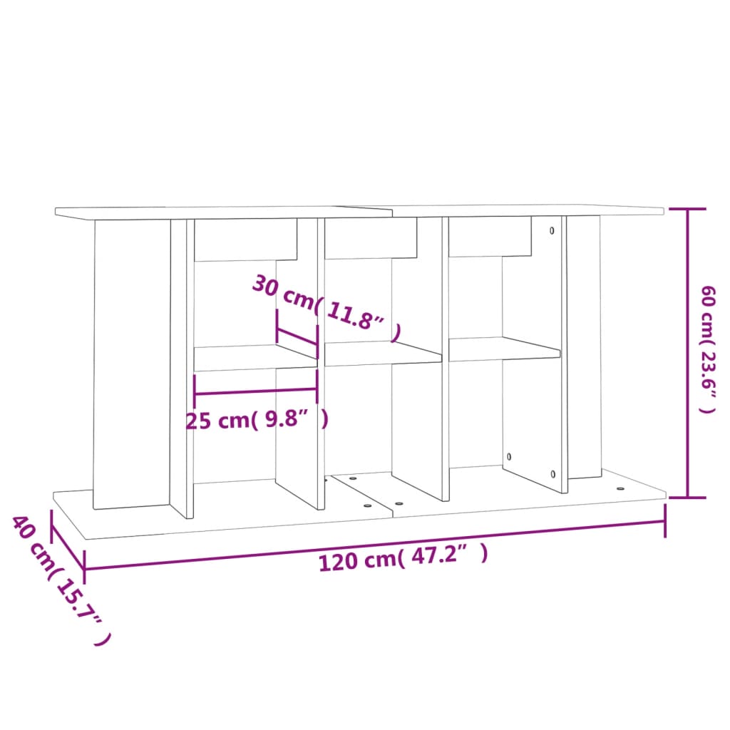 vidaXL Akvariebänk betonggrå 120x40x60 cm konstruerat trä