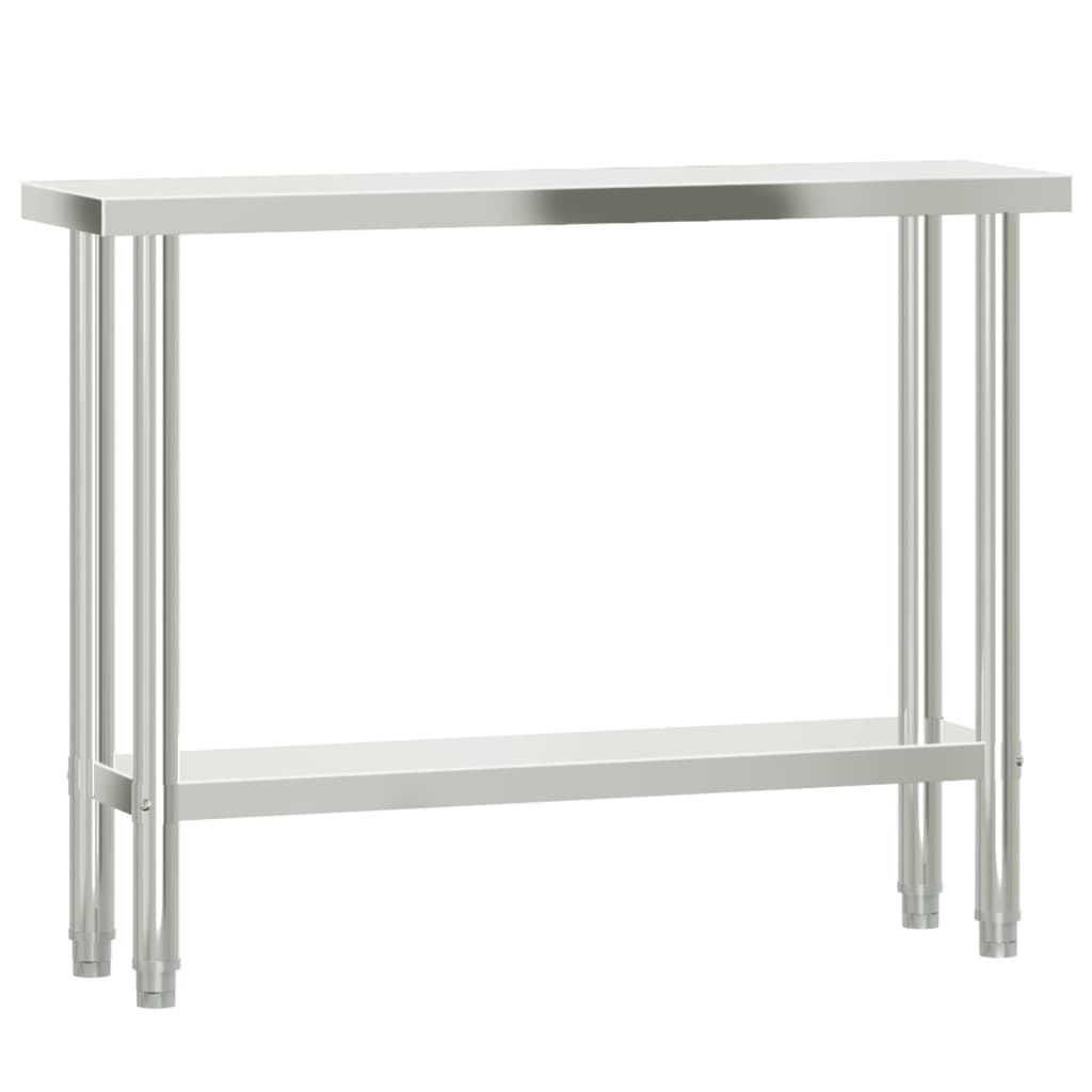 vidaXL Arbetsbord med överhylla 110x30x120 cm rostfritt stål