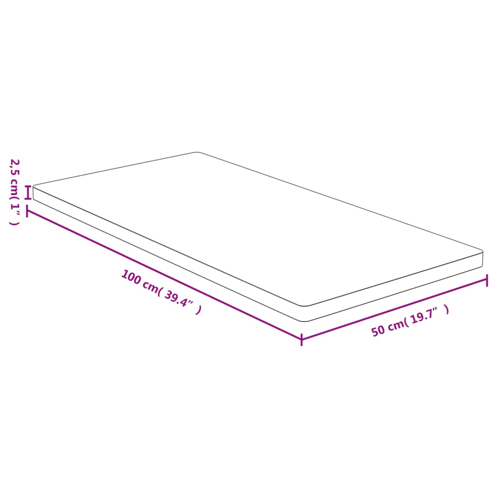 vidaXL Bordsskiva 50x100x2,5 cm bambu