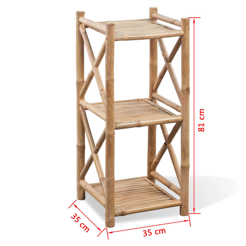 vidaXL Hylla med 3 nivåer bambu