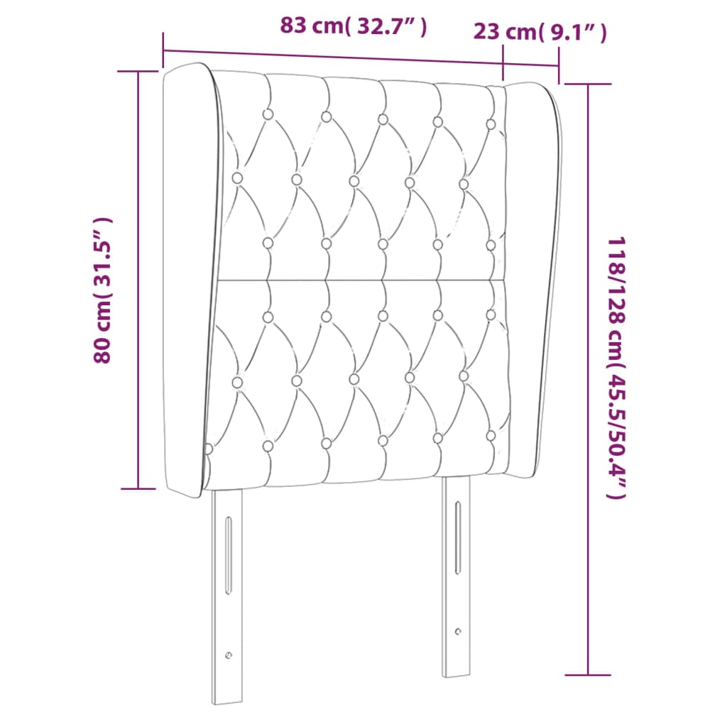 vidaXL Sänggavel med kanter svart 83x23x118/128 cm tyg