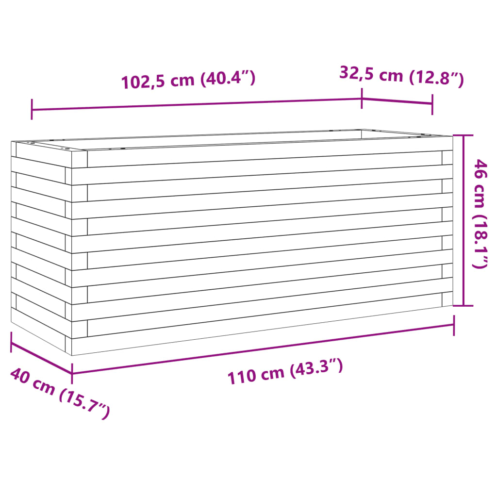 vidaXL Odlingslåda vit 110x40x46 cm massiv furu