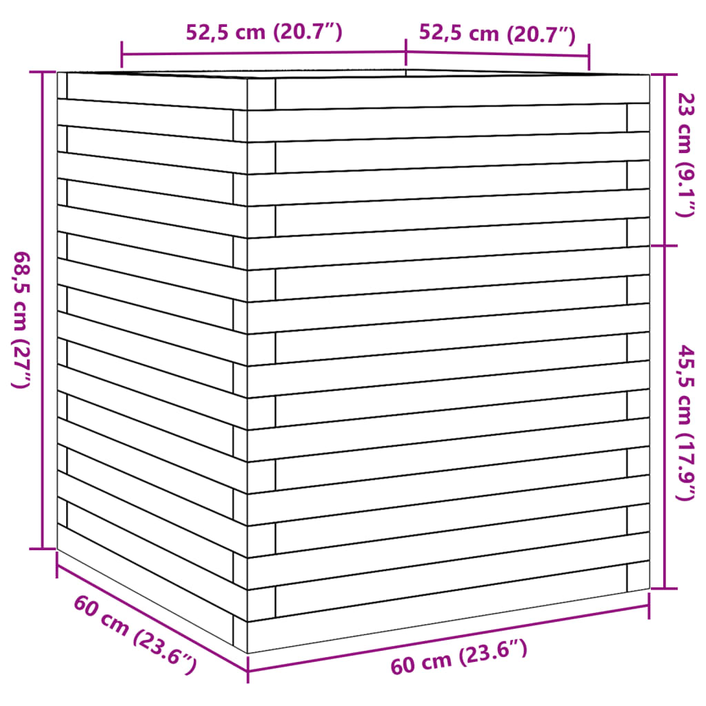 vidaXL Odlingslåda 60x60x68,5 cm impregnerat furu