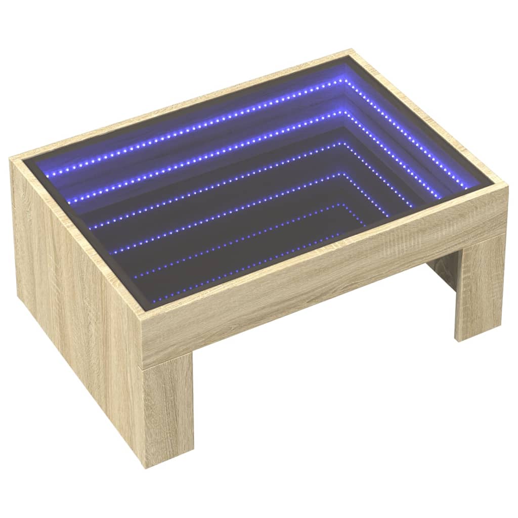 vidaXL Soffbord med Infinity LEDs sonoma-ek 70x50x30 cm