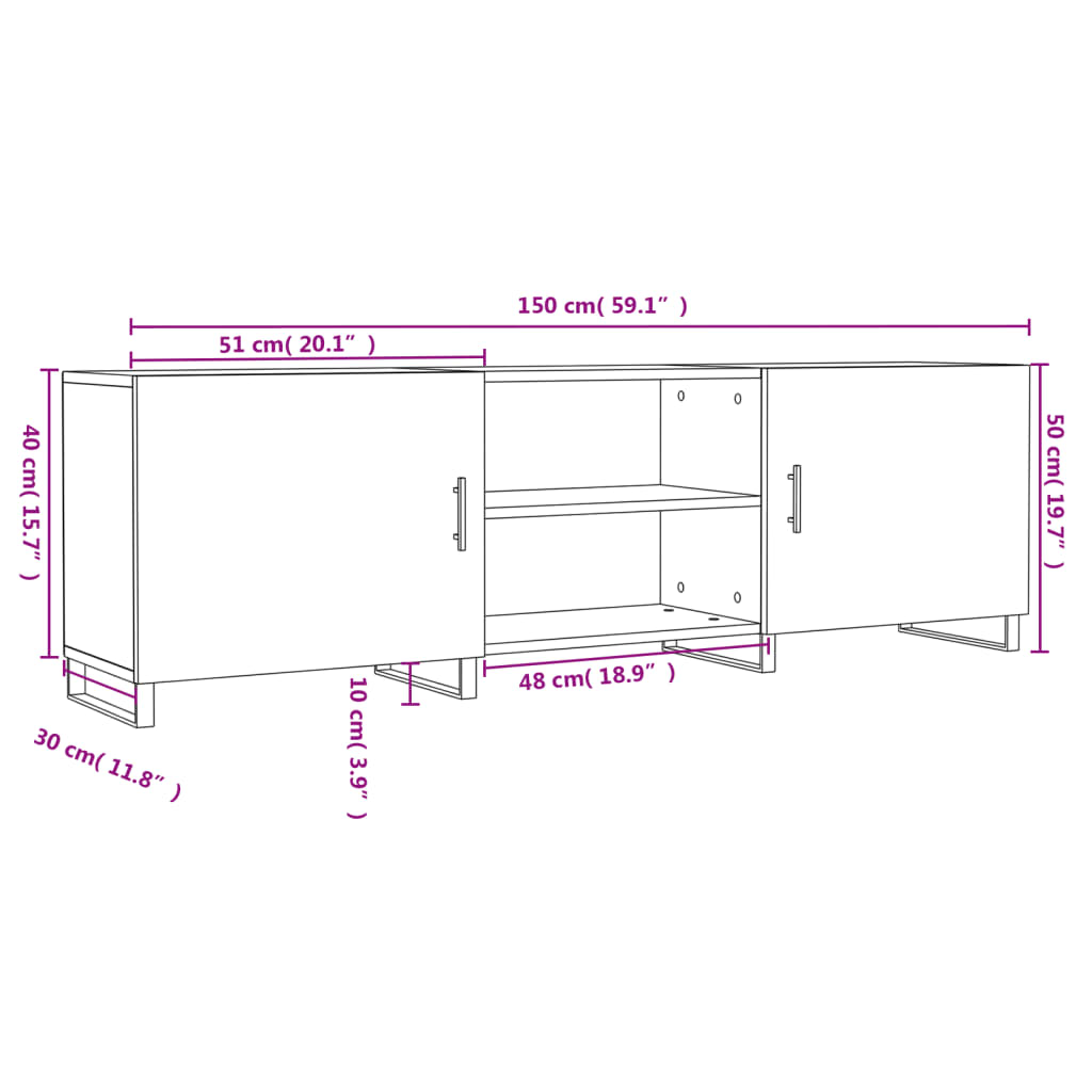 vidaXL Tv-bänk vit 150x30x50 cm konstruerat trä