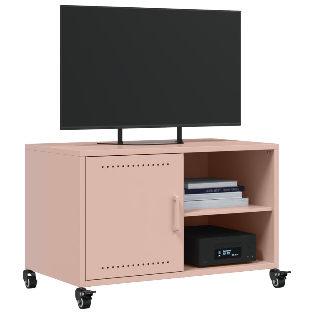 vidaXL Tv-bänk rosa 68x39x43,5 cm stål