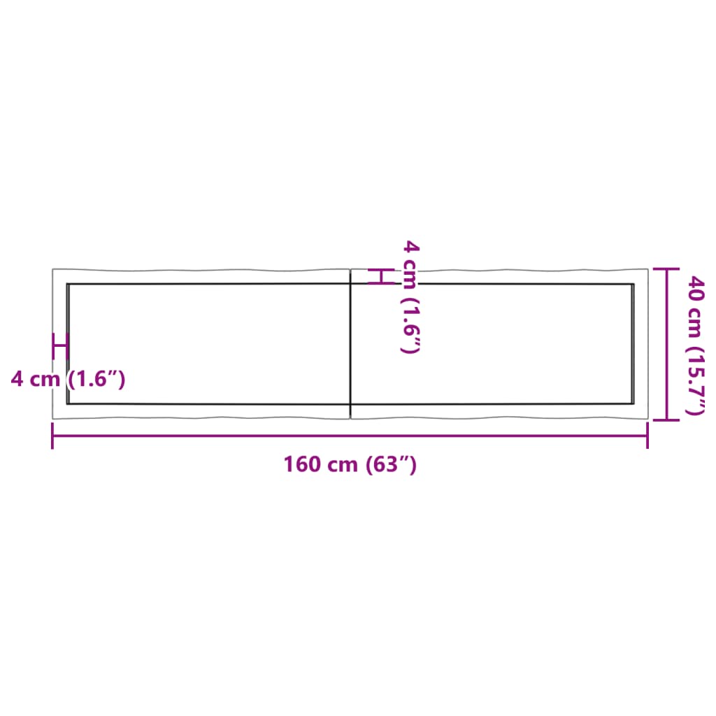 vidaXL Bordsskiva 160x40x(2-4) cm obehandlad massiv ek levande kant