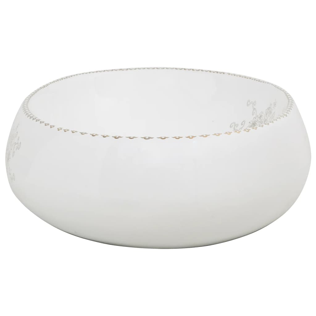 vidaXL Handfat vit oval 59x40x15 cm keramik