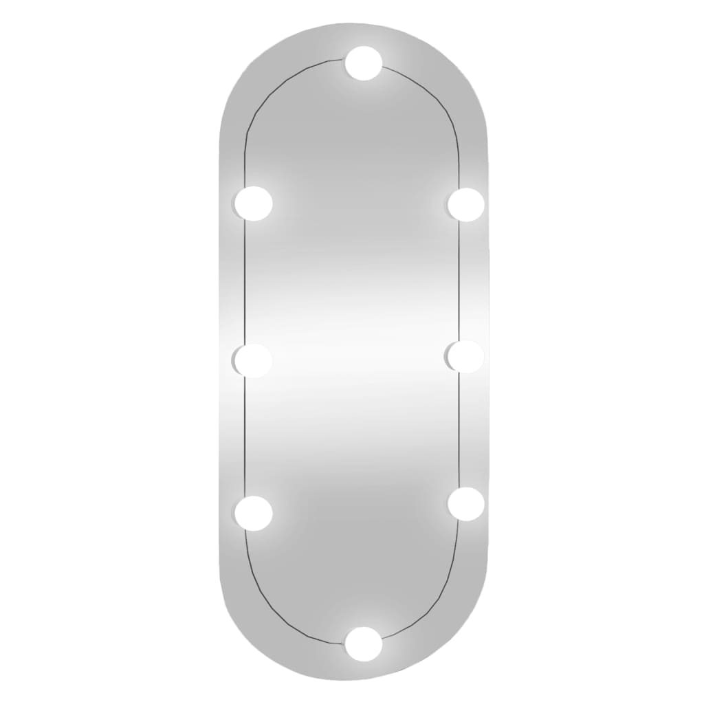 vidaXL Väggspegel med LED-belysning 35x80 cm glas oval