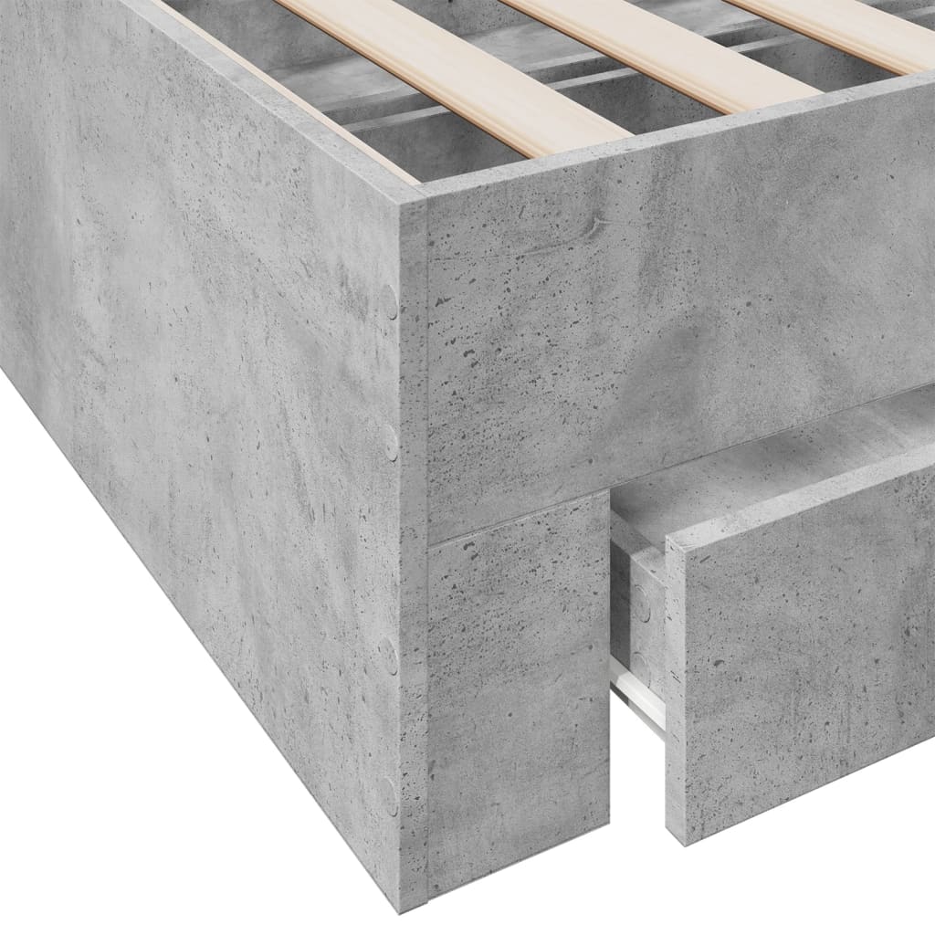vidaXL Sängram med lådor betonggrå 180x200 cm konstruerat trä