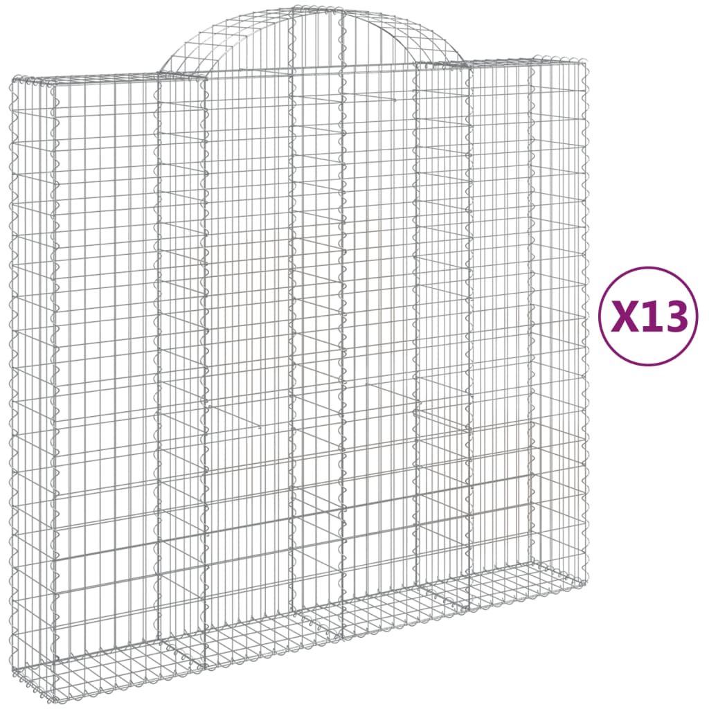 vidaXL Gabioner bågformade 13 st 200x50x180/200 cm galvaniserat järn