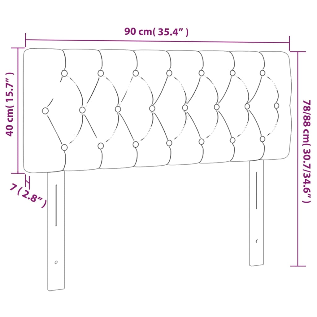 vidaXL Sänggavel LED mörkgrå 90x7x78/88 cm tyg