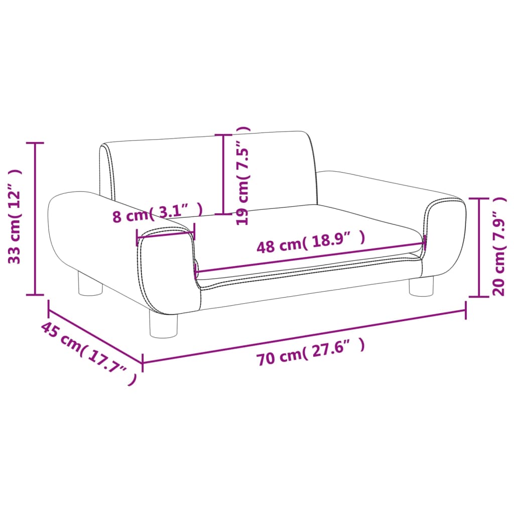 vidaXL Barnsoffa svart 70x45x33 cm sammet