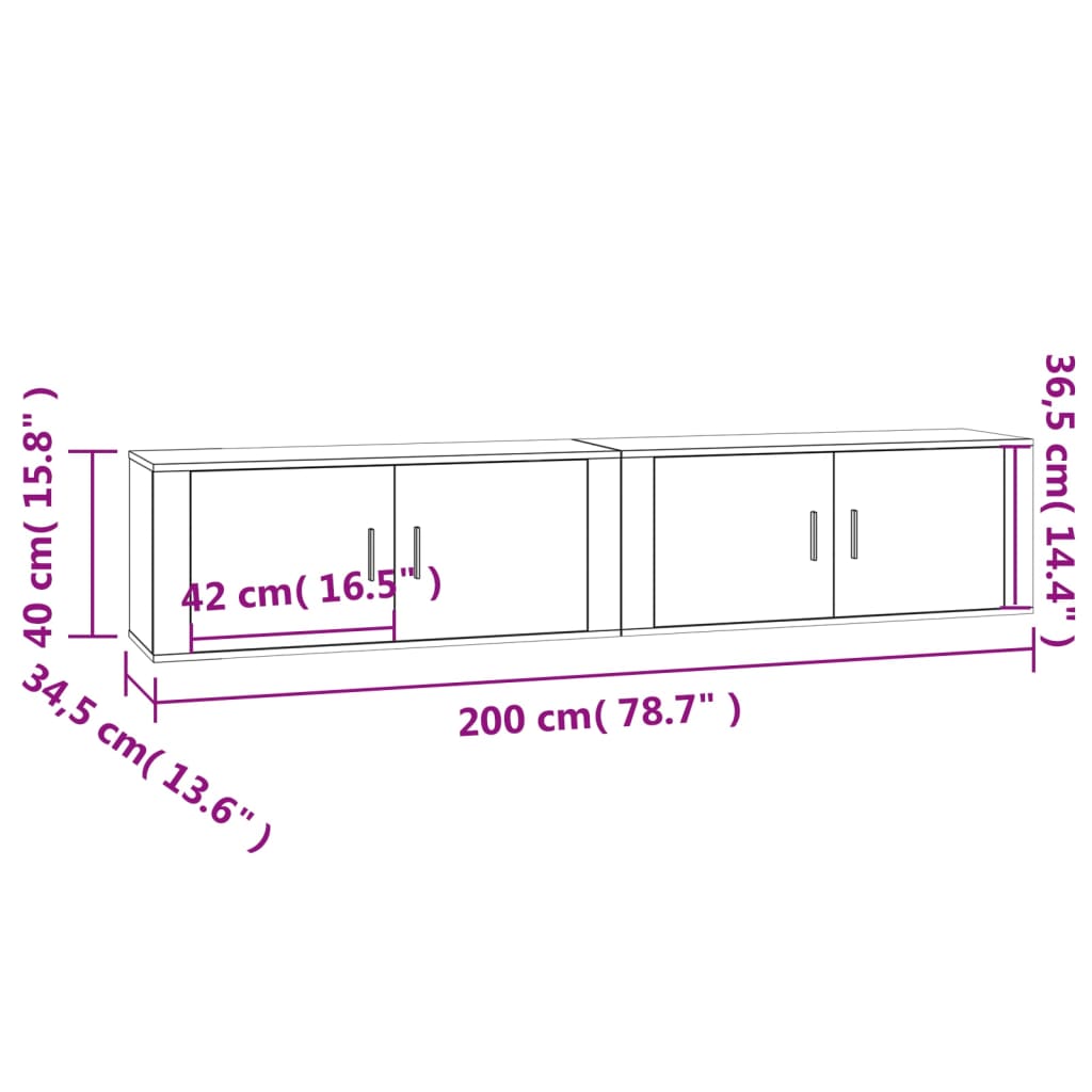 vidaXL Väggmonterade tv-skåp 2 st vit 100x34,5x40 cm