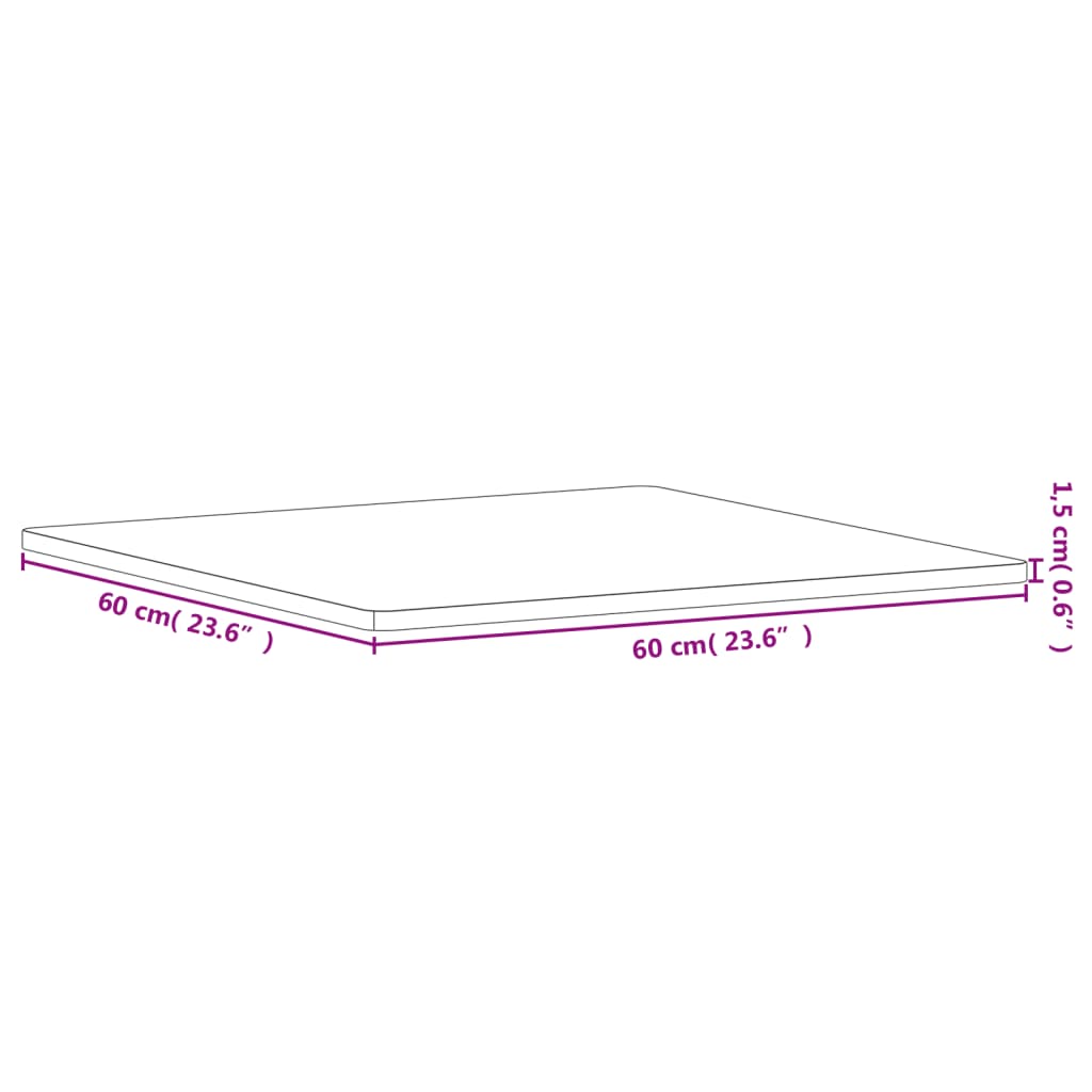 vidaXL Bordsskiva 60x60x1,5 cm fyrkantig massivt bokträ