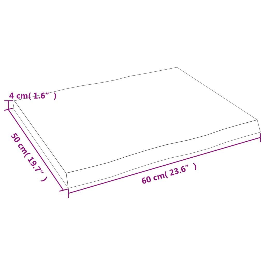 vidaXL Bordsskiva mörkbrun 60x50x(2-4) cm massivt trä levande kant