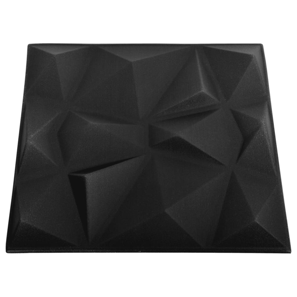 vidaXL 3D Väggpaneler 48 st 50x50 cm diamant svart 12 m²