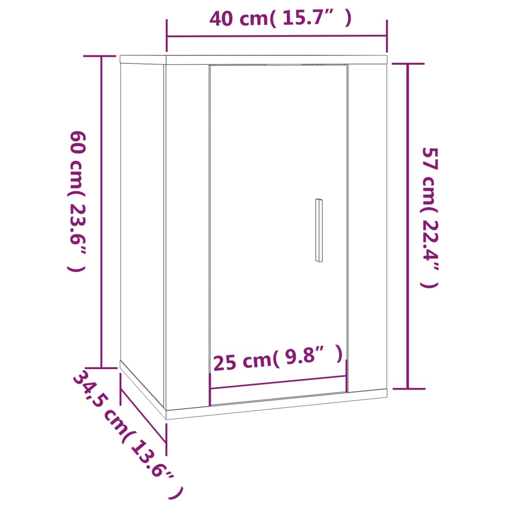 vidaXL Väggmonterade tv-skåp 2 st Sonoma ek 40x34,5x60 cm