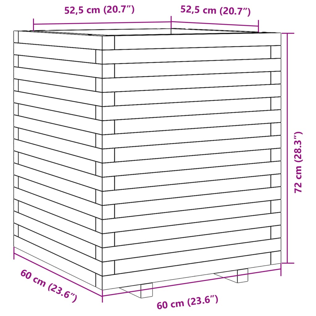 vidaXL Odlingslåda 60x60x72 cm impregnerat furu