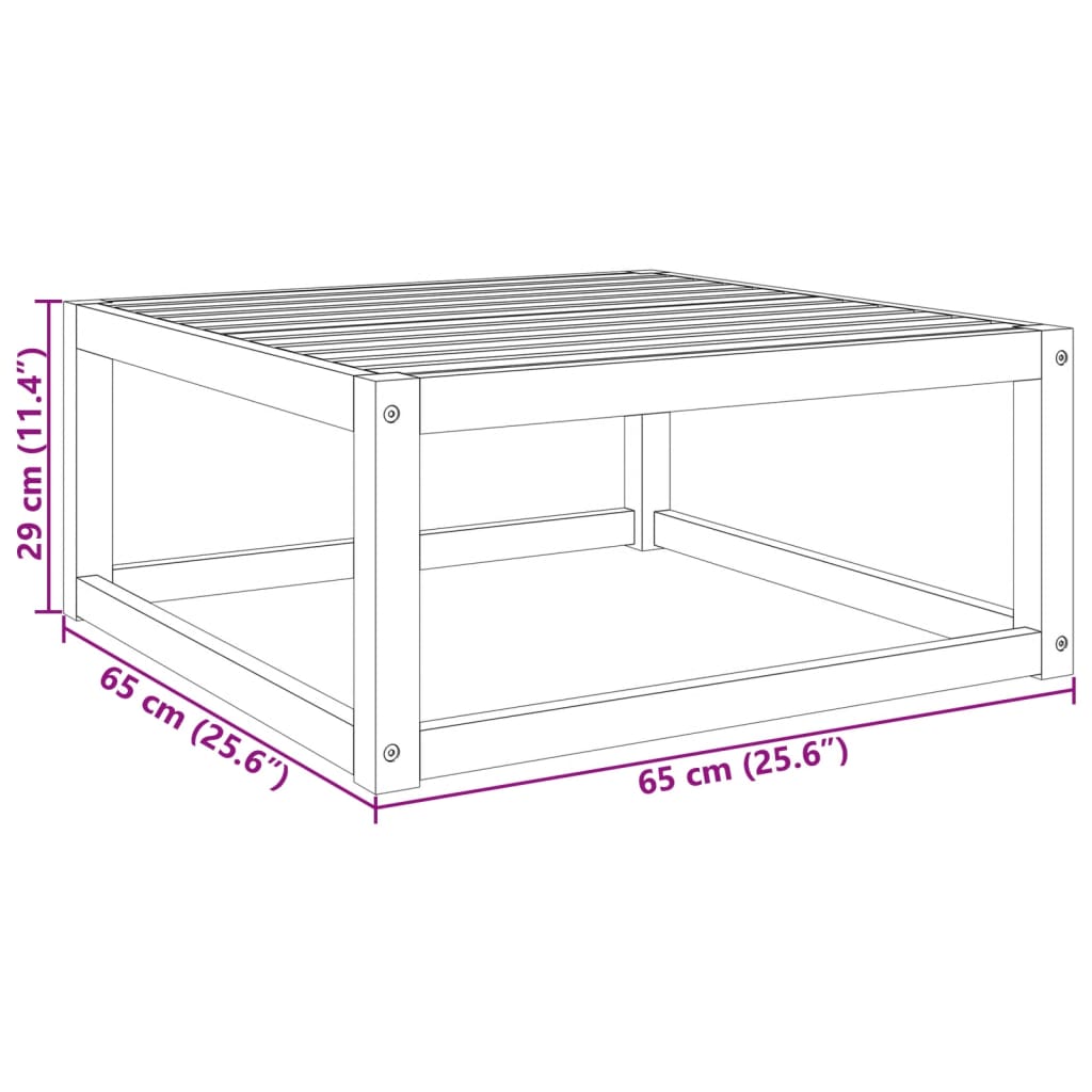 vidaXL Trädgårdsbord 65x65x29 cm massivt akaciaträ