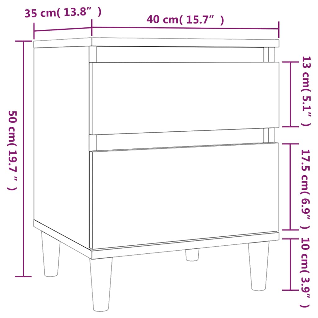 vidaXL Sängbord sonoma-ek 40x35x50 cm