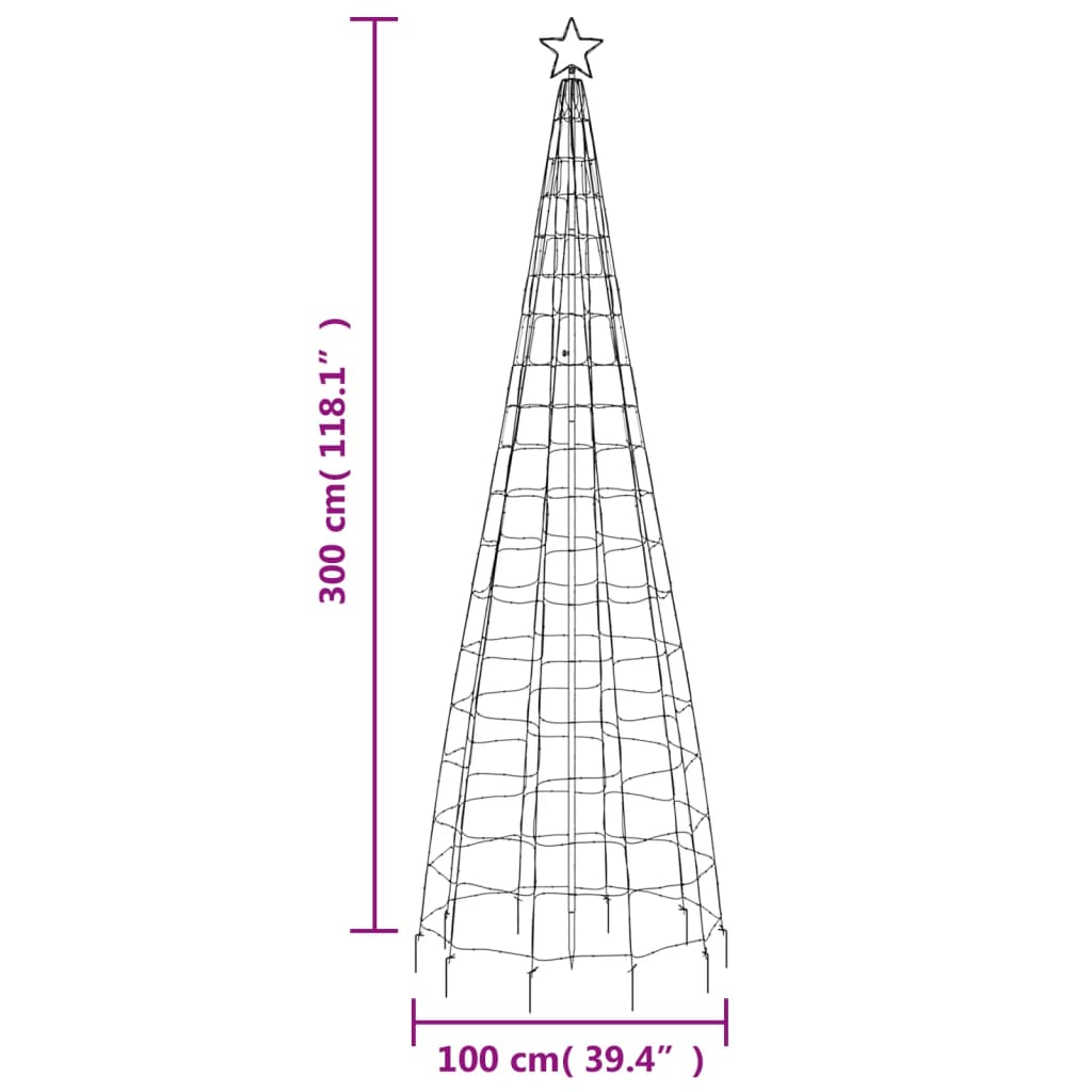 vidaXL Julgransbelysning med markspett 570 LEDs kallvitt 300 cm