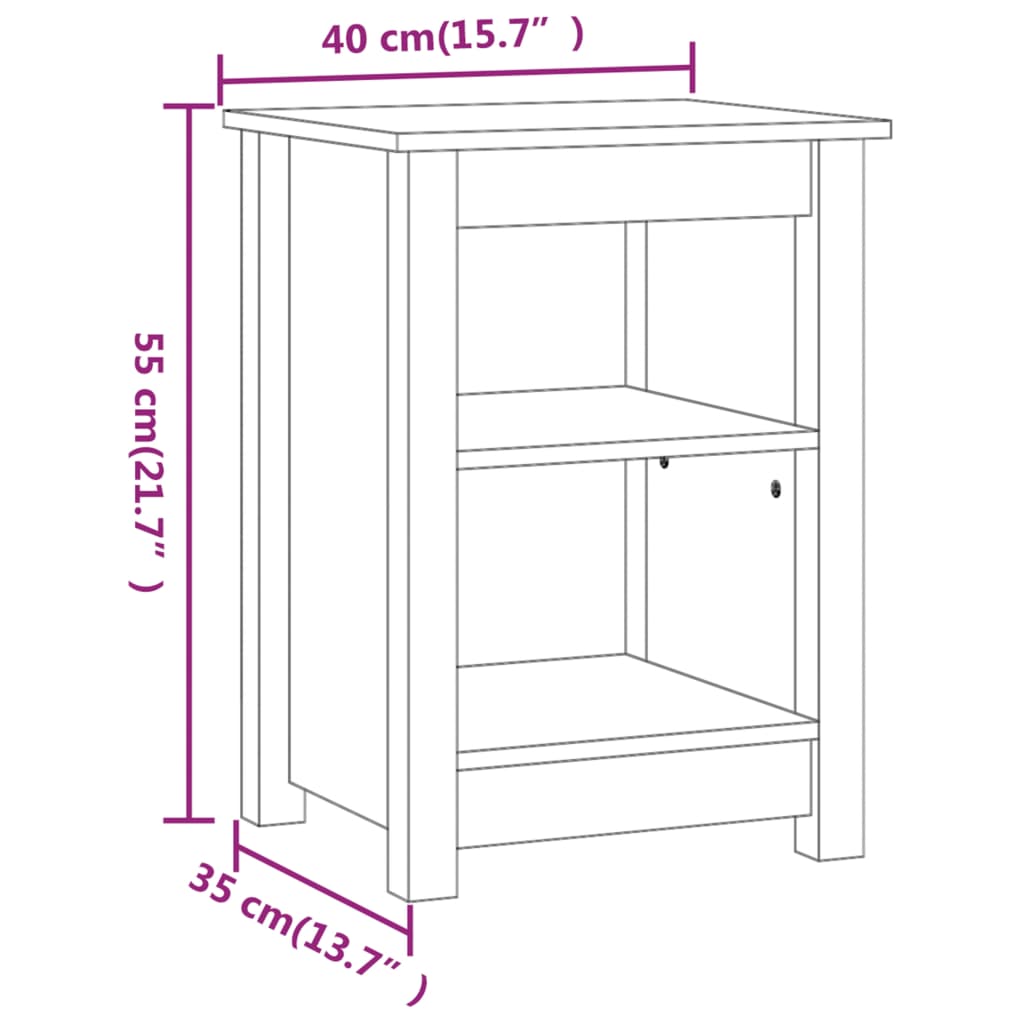 vidaXL Sängbord honungsbrun 40x35x55 cm massiv furu