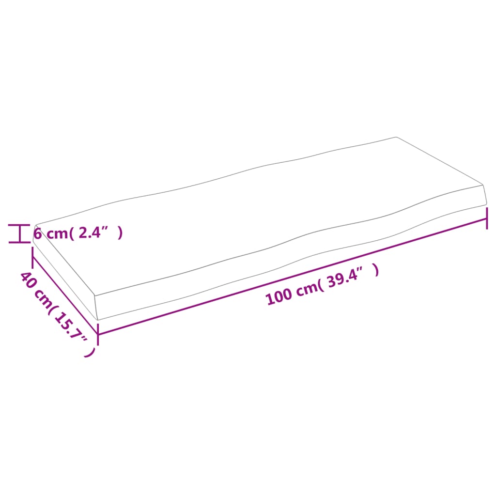 vidaXL Bordsskiva ljusbrun 100x40x(2-6) cm massivt trä levande kant