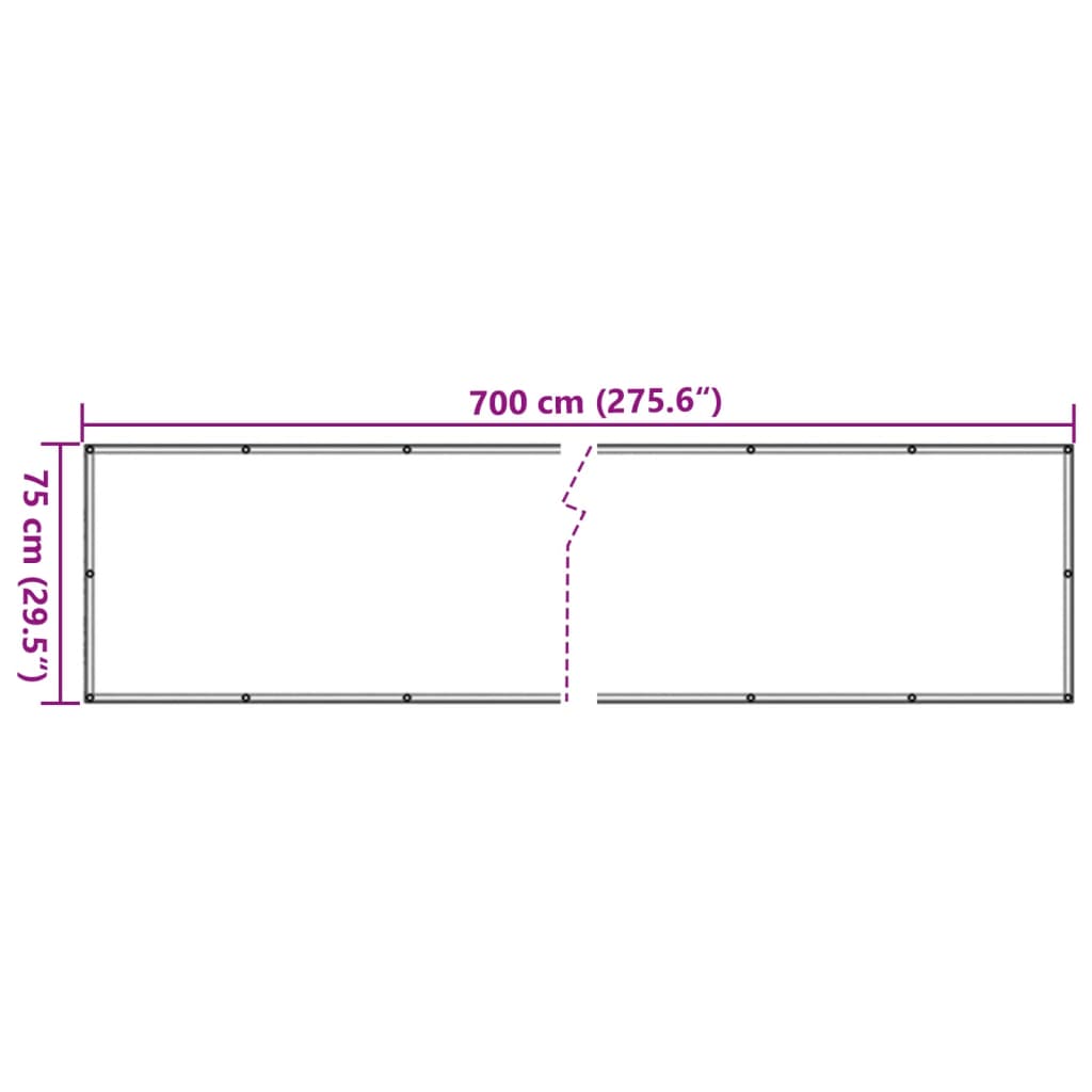 vidaXL Insynsskydd för balkong grå 700x75 cm PVC