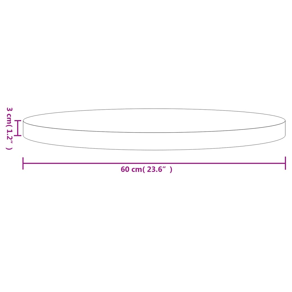 vidaXL Bordsskiva rund svart Ø60x3 cm massiv furu