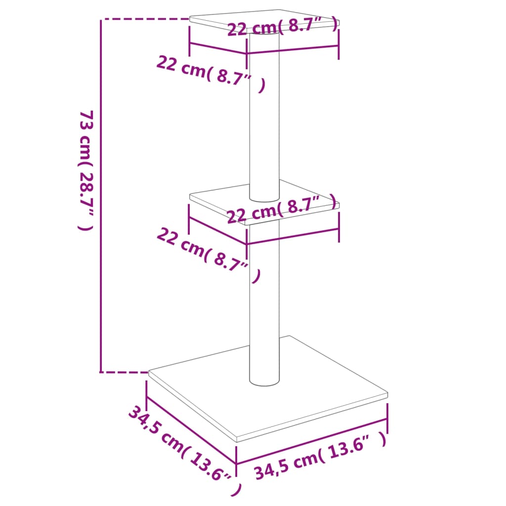 vidaXL Klösträd med sisalpelare ljusgrå 73 cm