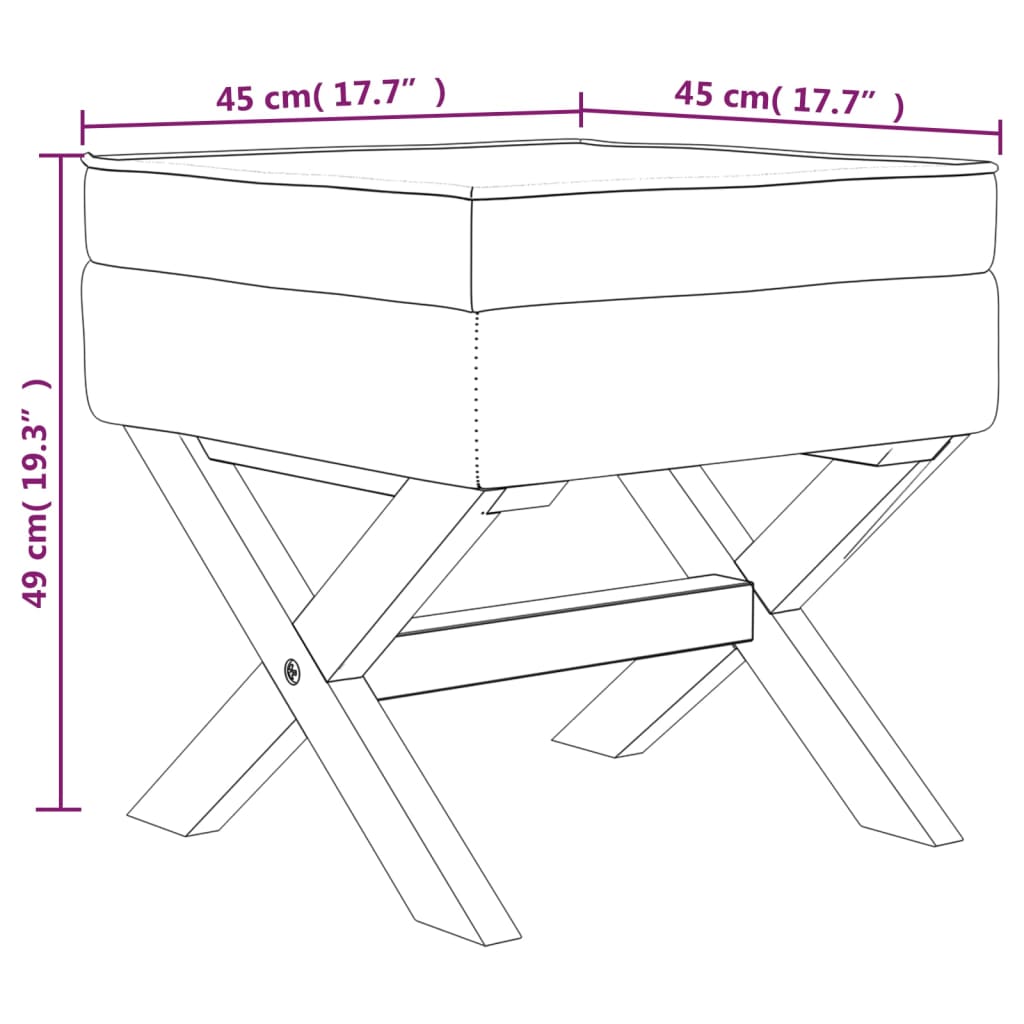 vidaXL Förvaringspall blå 45x45x49 cm sammet