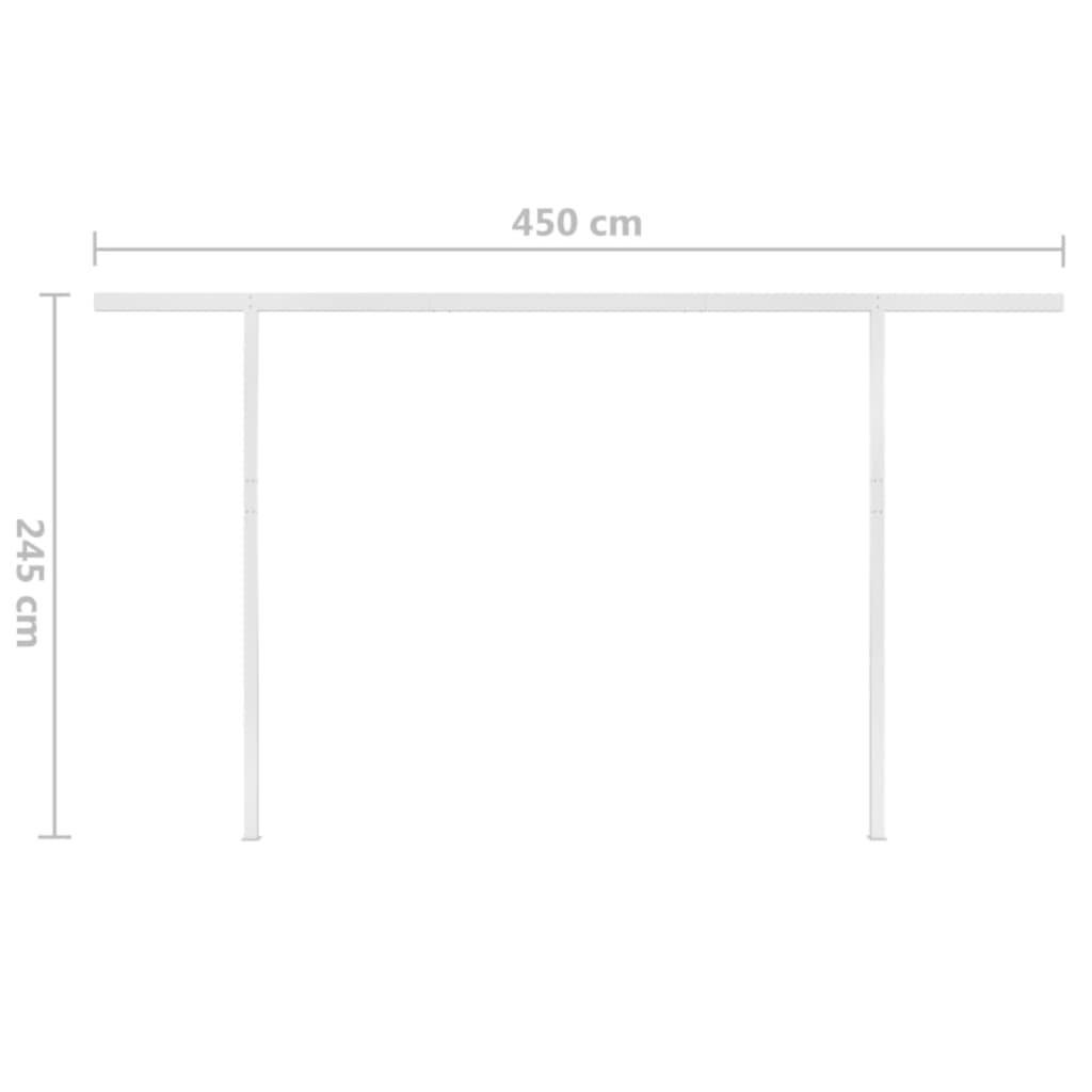 vidaXL Markis med stolpar manuellt infällbar 4,5x3,5 m gul och vit