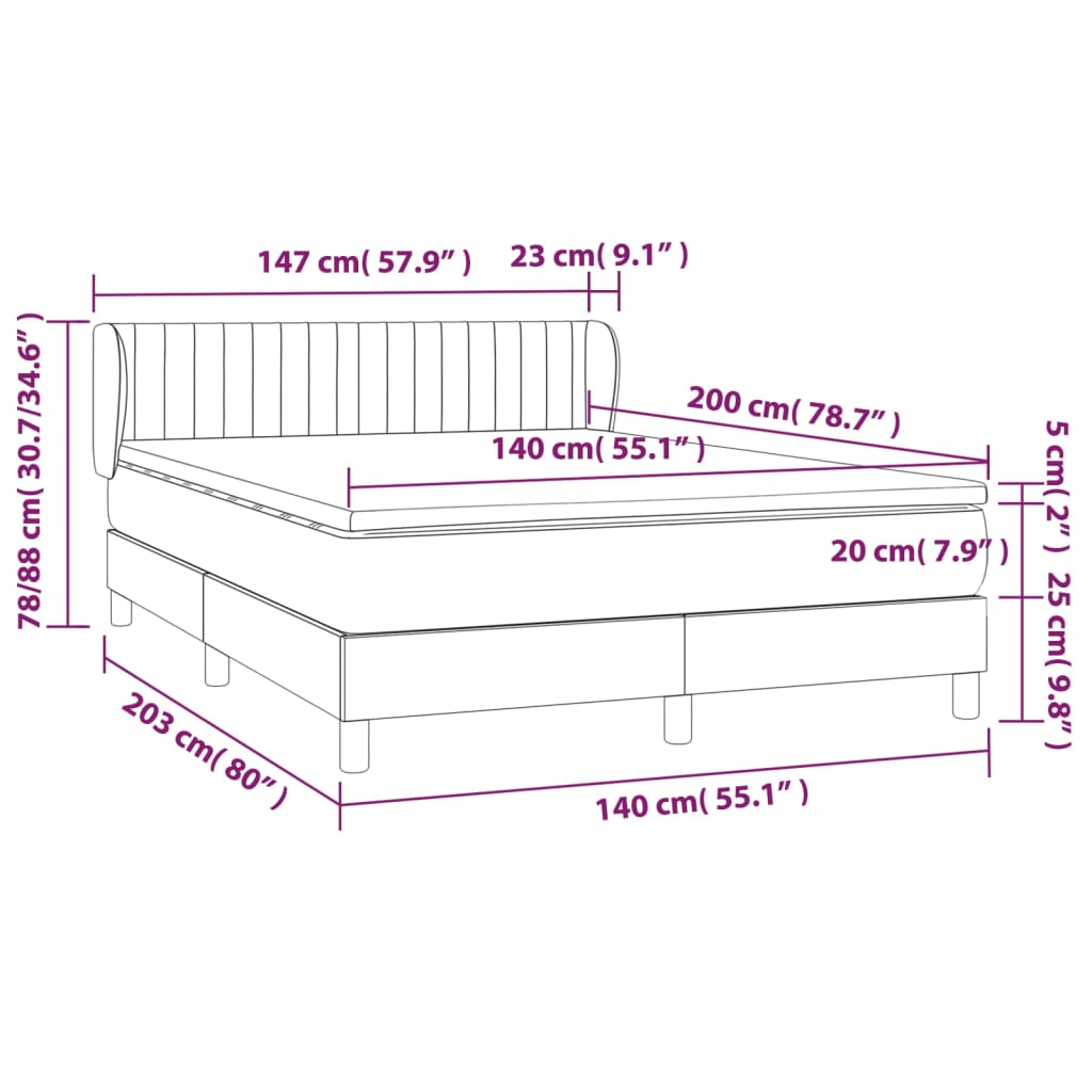 vidaXL Ramsäng med madrass mörkgrön 140x200 cm sammet