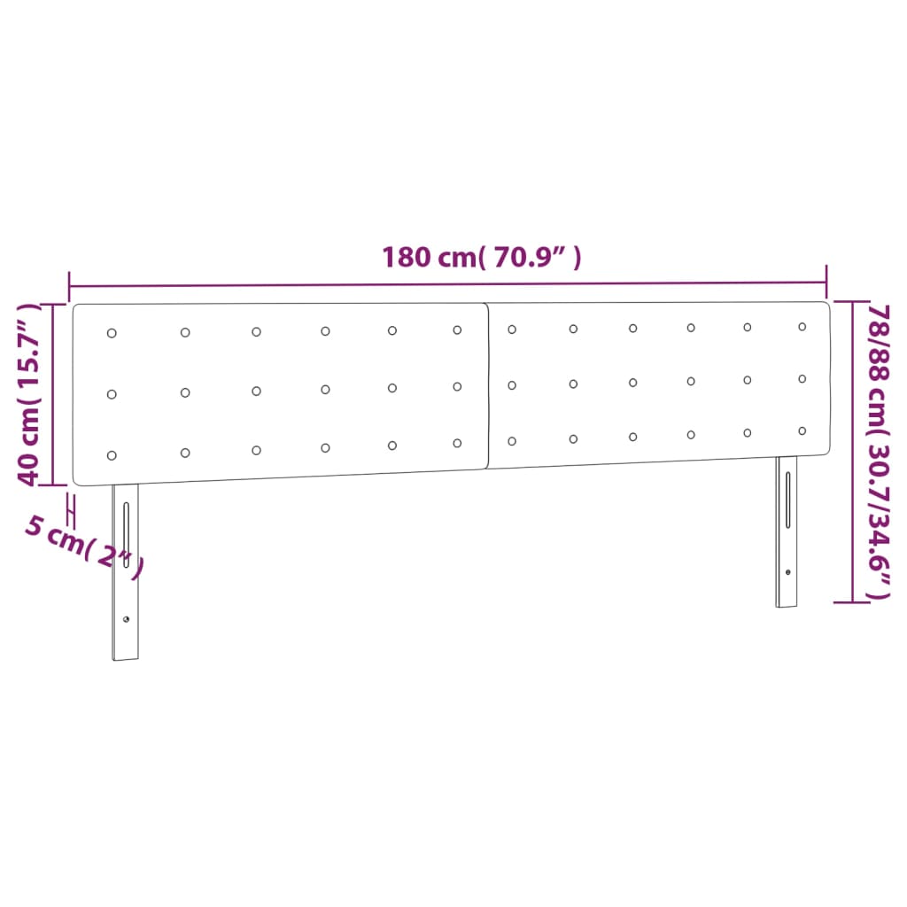 vidaXL Sänggavel LED ljusgrå 180x5x78/88 cm sammet