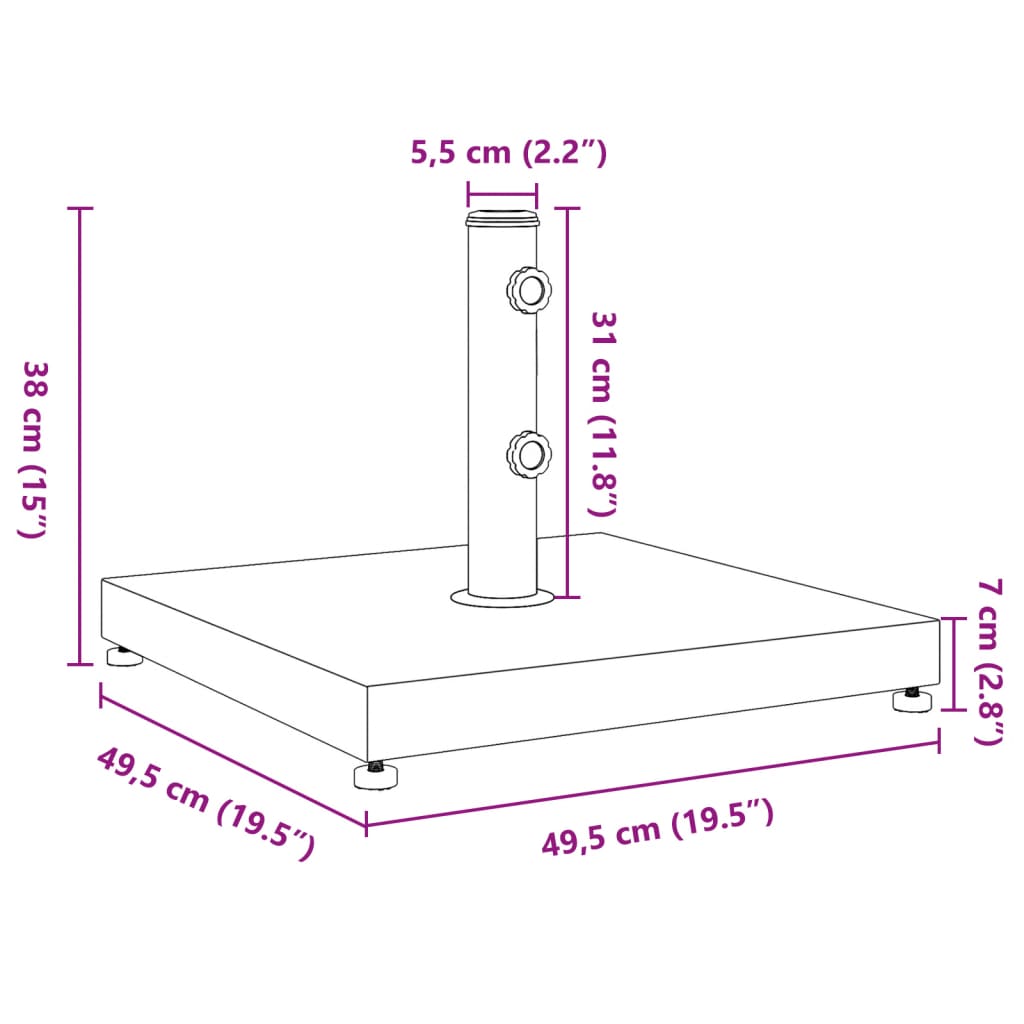 vidaXL Parasollfot för Ø32/38/48 mm stolpar 11 kg fyrkantigt