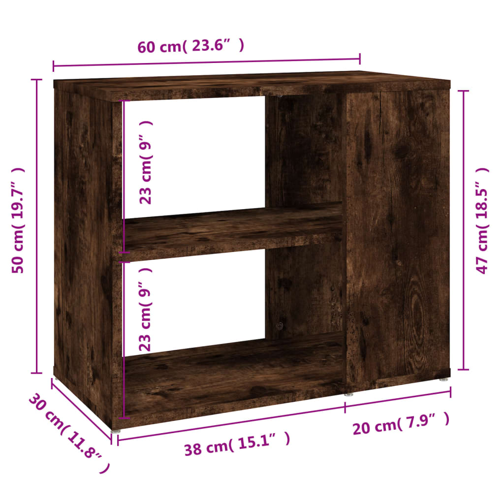 vidaXL Sidoskåp rökfärgad ek 60x30x50 cm konstruerat trä